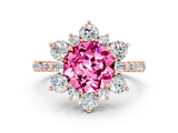 Rose gold Round Cut Cut Diamond Floral Halo Pave Band with Prong Setting