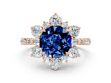 Rose gold Round Cut Cut Diamond Floral Halo Pave Band with Prong Setting