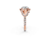 Rose gold Round Cut Cut Diamond Halo Engagement Ring with Open Split Pavé Band_11