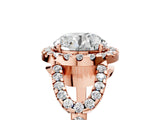 Rose gold Round Cut Cut Diamond Halo Engagement Ring with Open Split Pavé Band_14