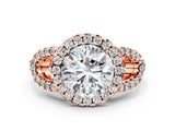 Rose gold Round Cut Cut Diamond Halo Engagement Ring with Open Split Pavé Band_9