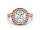 Rose gold Round Cut-Cut Diamond Halo Engagement Ring with Pave Band and Prong Setting_9