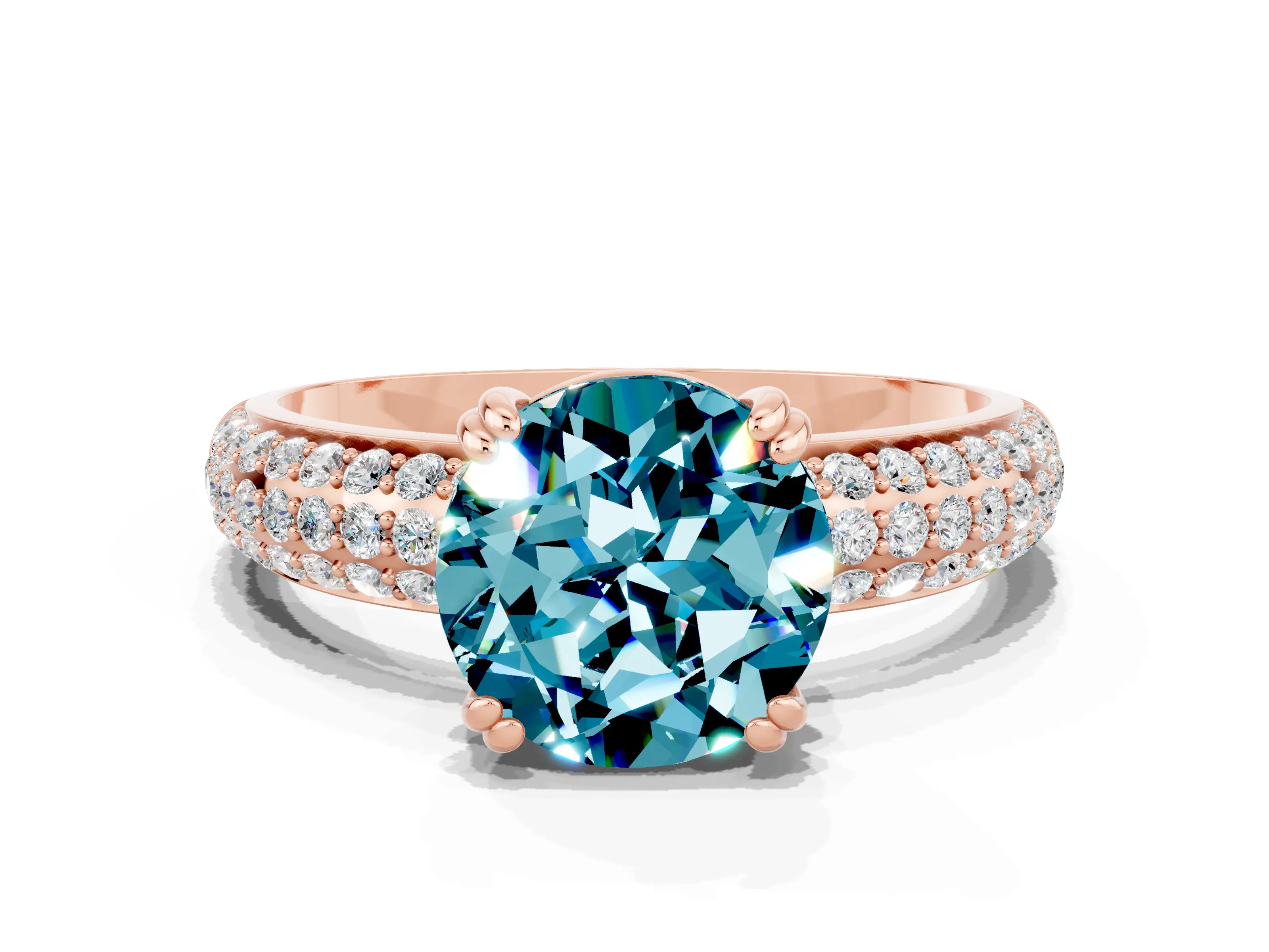 Rose gold Round Cut Cut Diamond Milgrain Marquise Band with Prong Setting