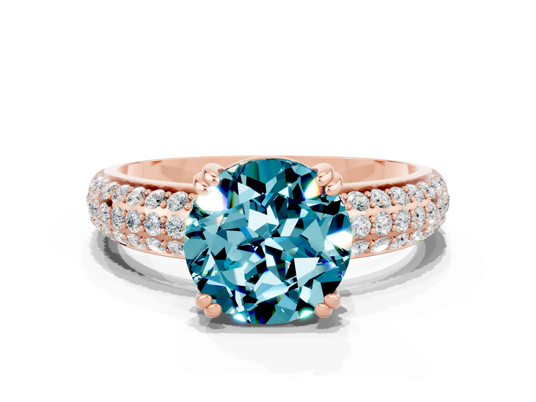 Rose gold Round Cut Cut Diamond Milgrain Marquise Band with Prong Setting