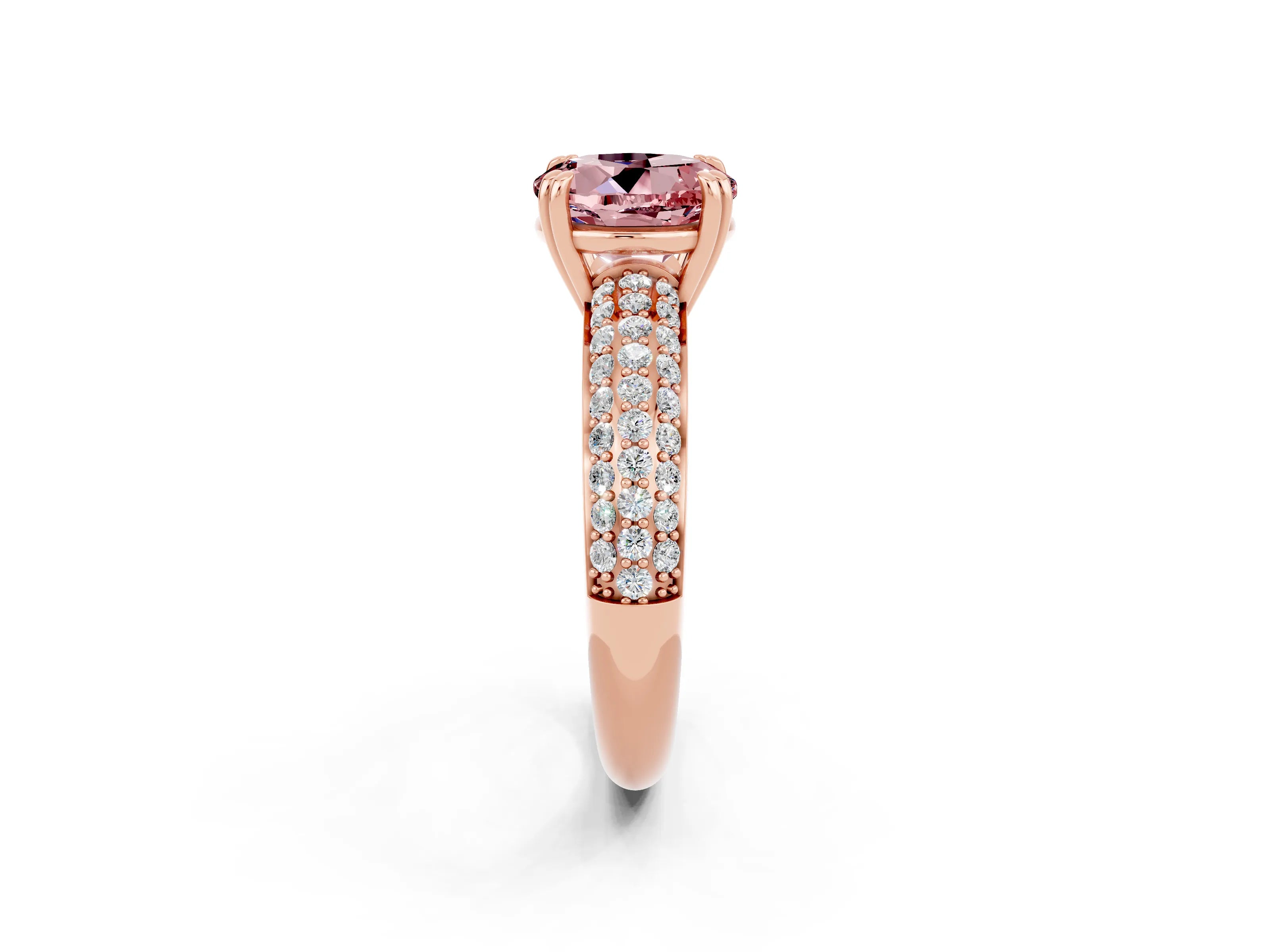 Rose gold Round Cut Cut Diamond Milgrain Marquise Band with Prong Setting_2