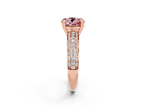Rose gold Round Cut Cut Diamond Milgrain Marquise Band with Prong Setting_2