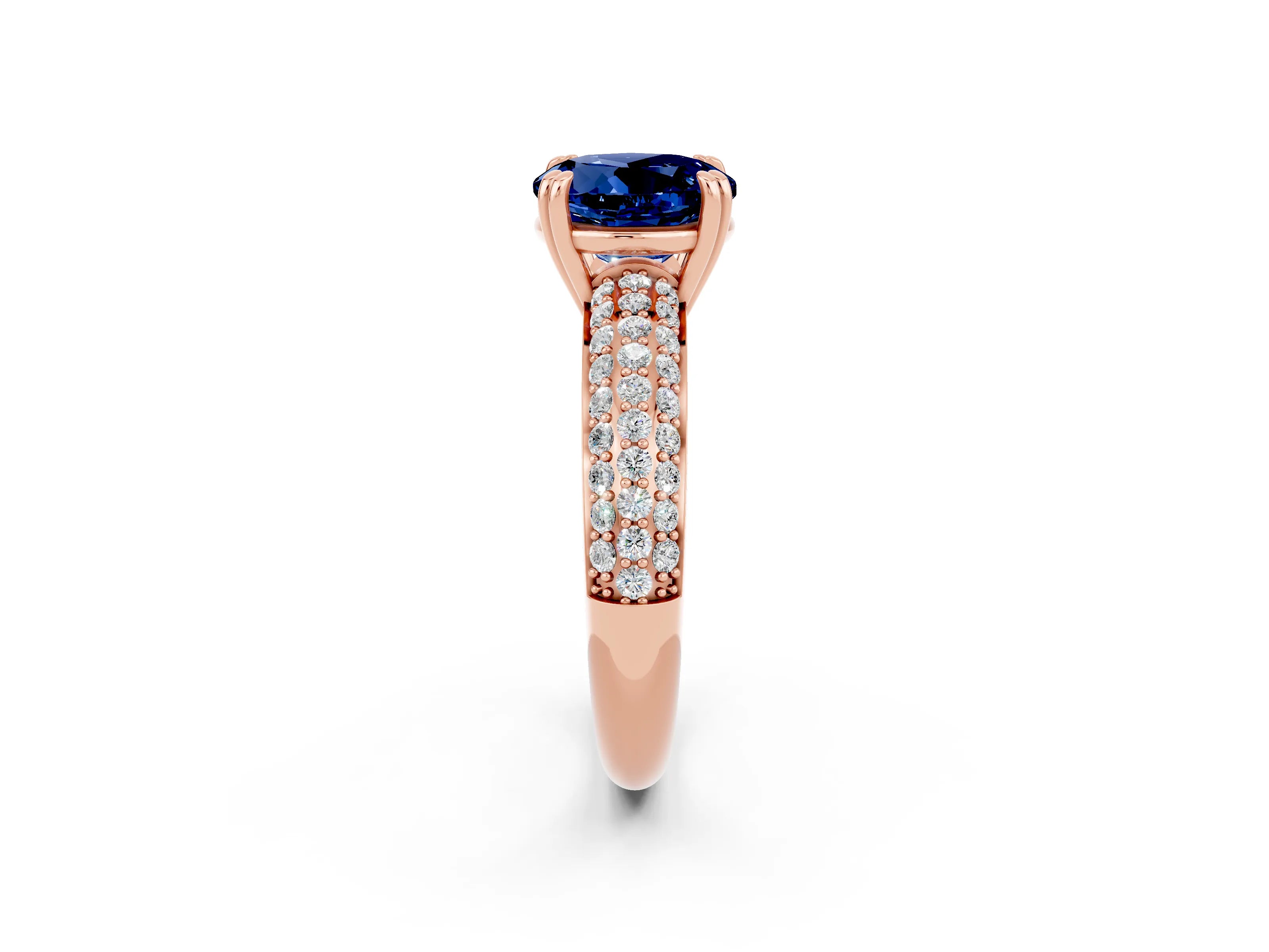 Rose gold Round Cut Cut Diamond Milgrain Marquise Band with Prong Setting_2