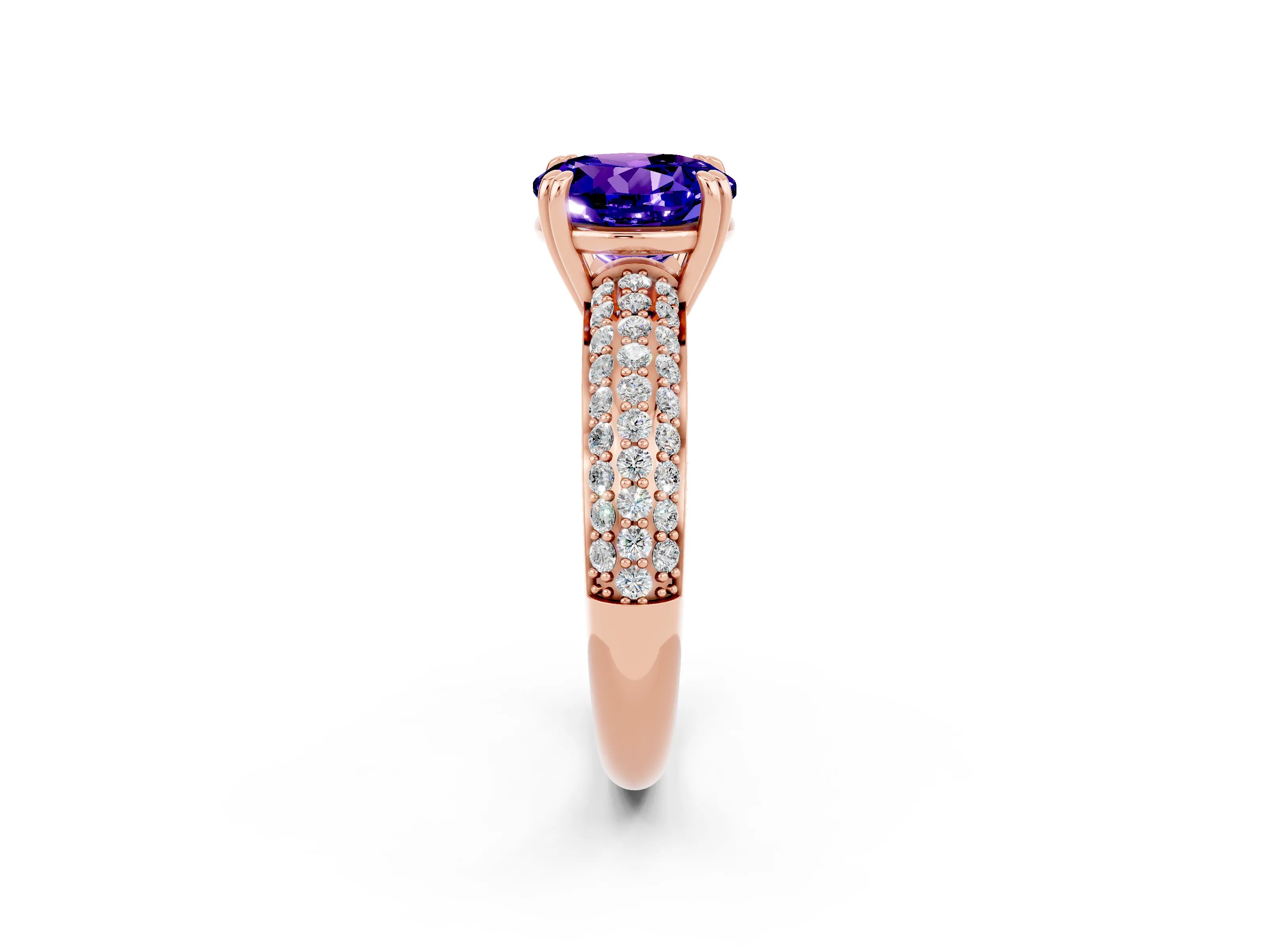 Rose gold Round Cut Cut Diamond Milgrain Marquise Band with Prong Setting_2