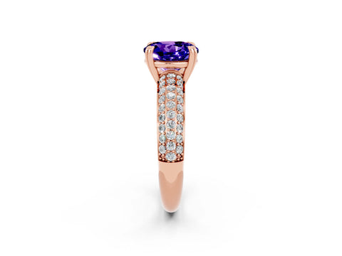 Rose gold Round Cut Cut Diamond Milgrain Marquise Band with Prong Setting_2