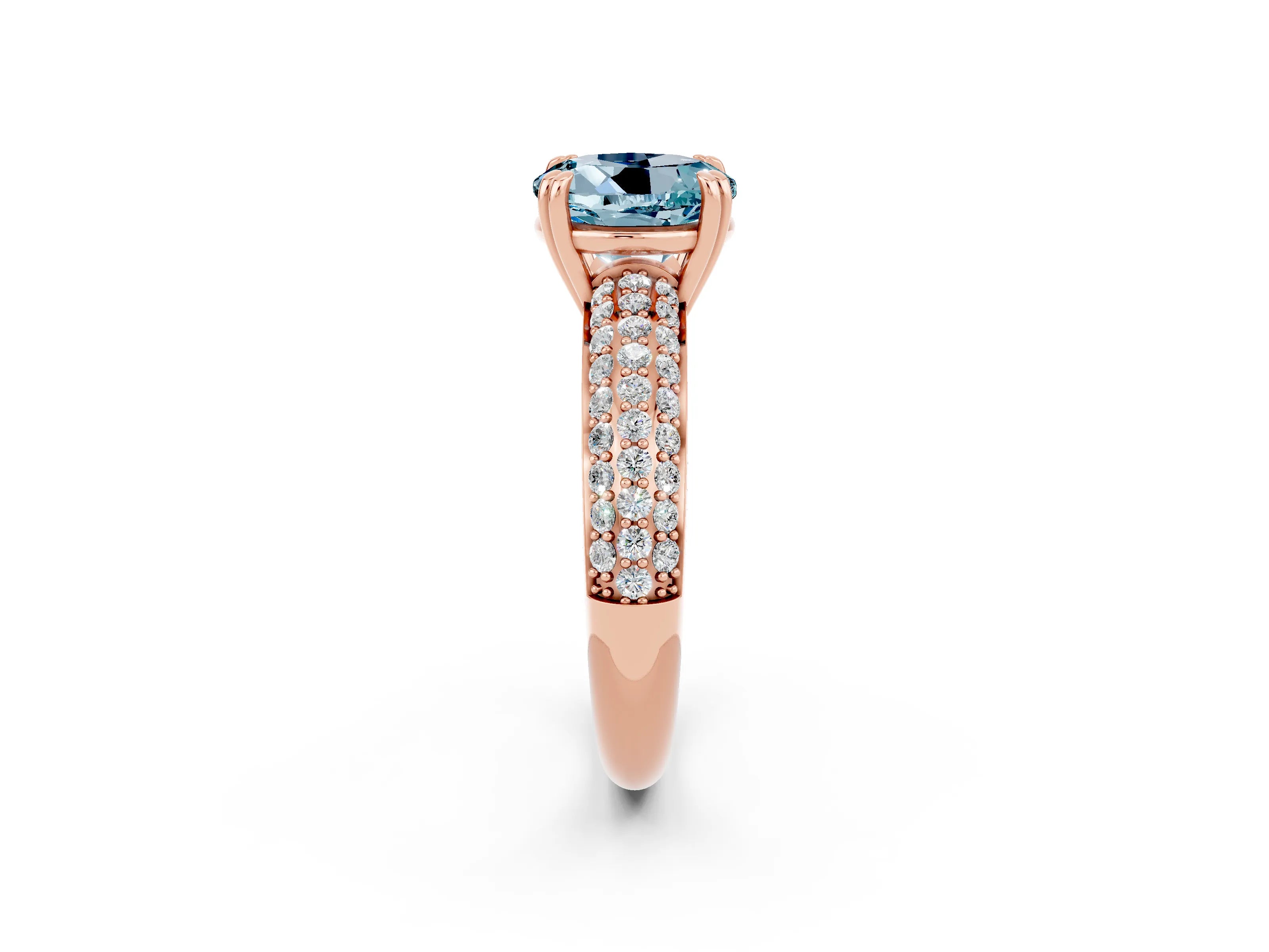 Rose gold Round Cut Cut Diamond Milgrain Marquise Band with Prong Setting_2
