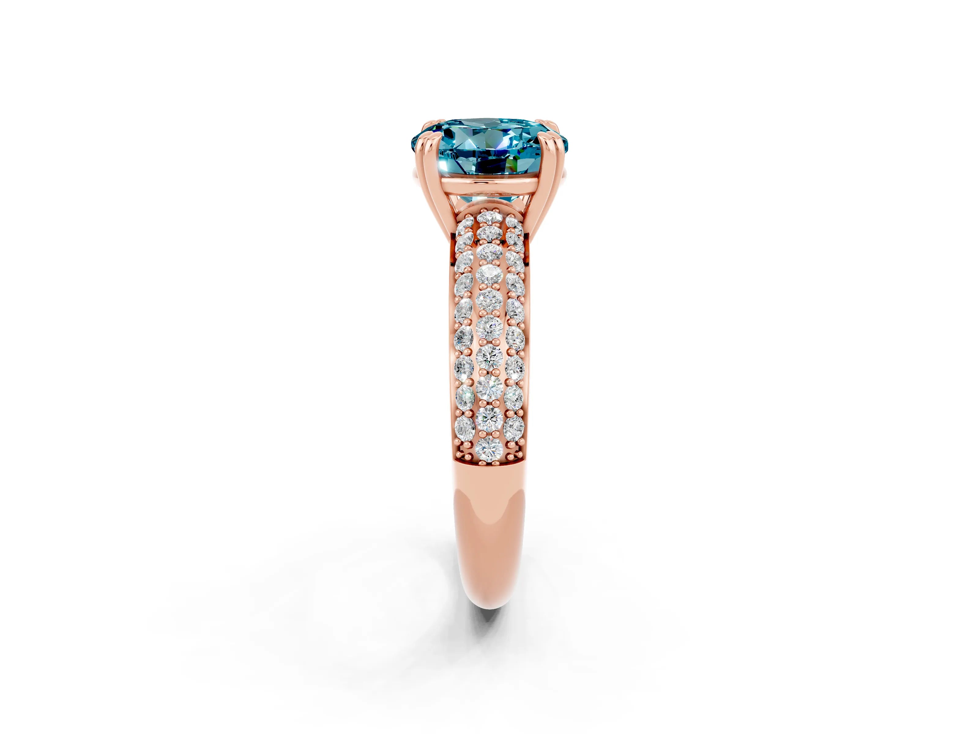 Rose gold Round Cut Cut Diamond Milgrain Marquise Band with Prong Setting_2