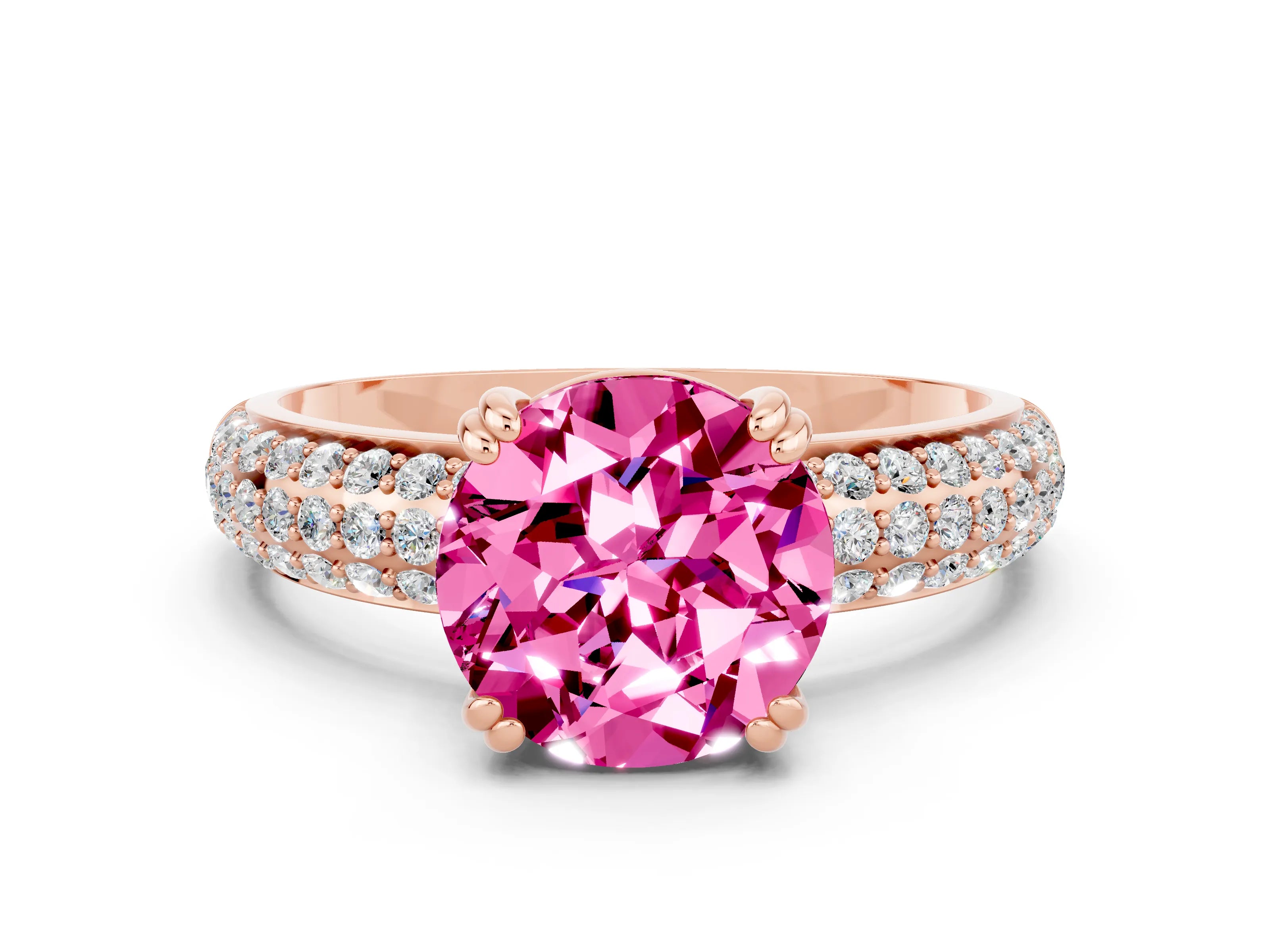 Rose gold Round Cut Cut Diamond Milgrain Marquise Band with Prong Setting