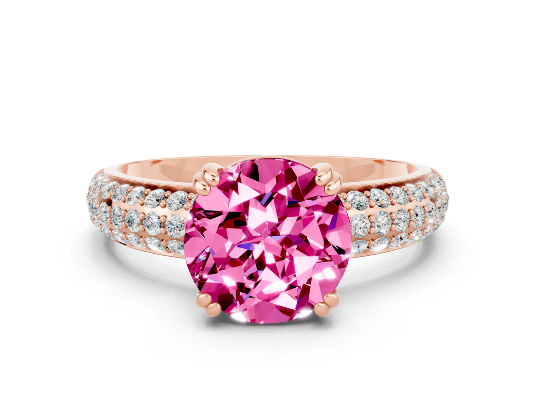 Rose gold Round Cut Cut Diamond Milgrain Marquise Band with Prong Setting