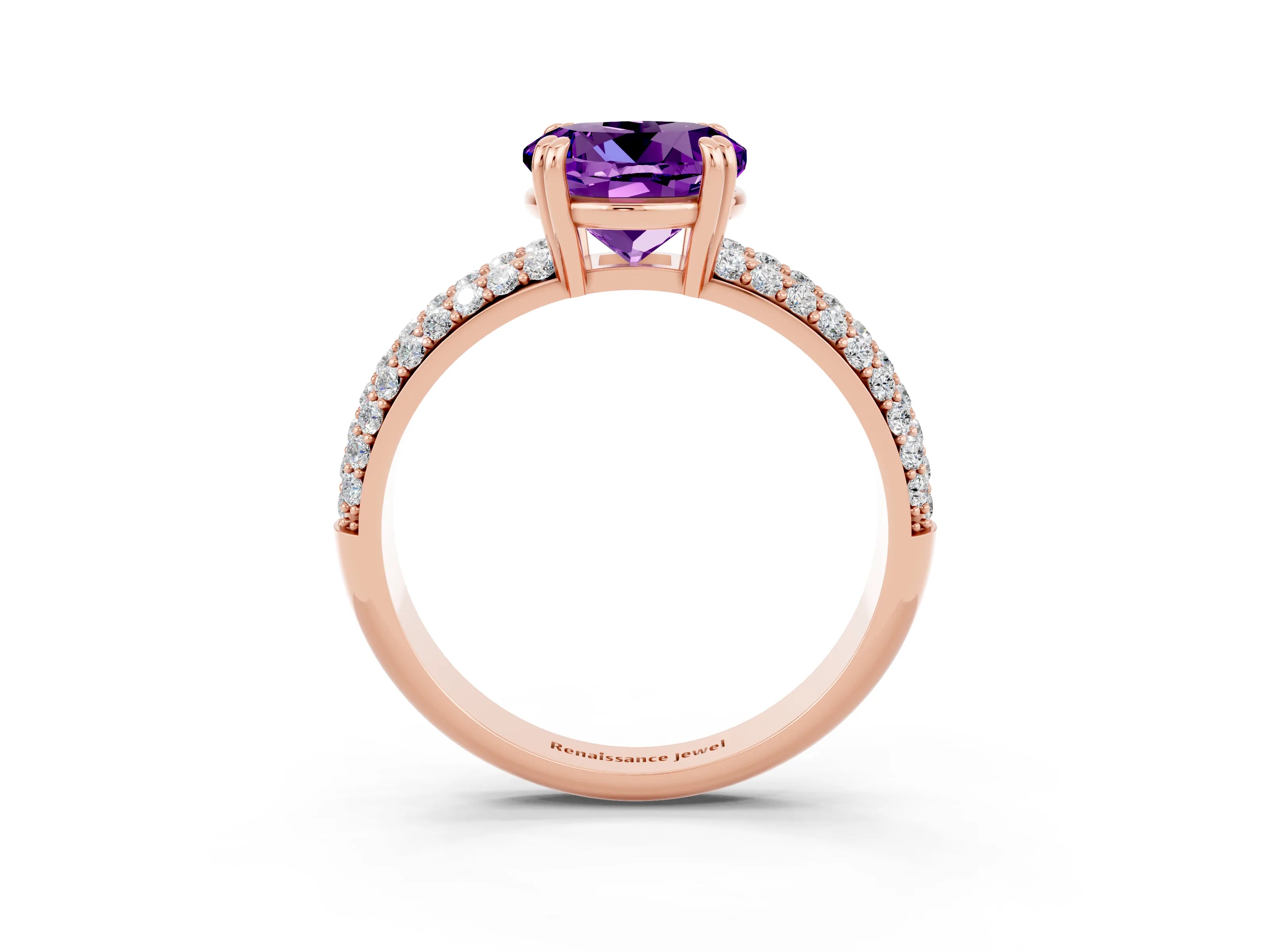 Rose gold Round Cut Cut Diamond Milgrain Marquise Band with Prong Setting_3