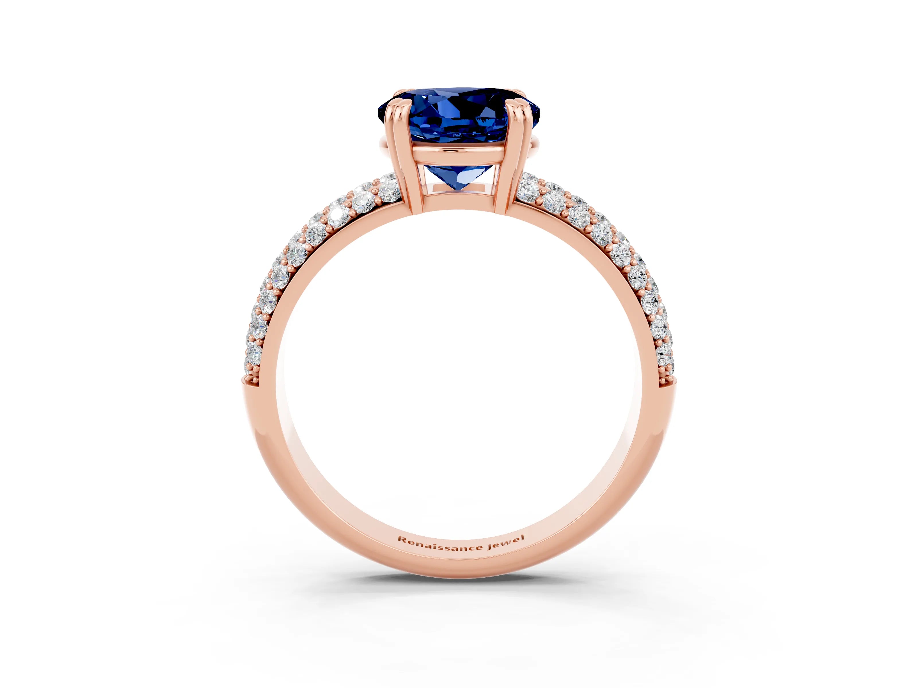 Rose gold Round Cut Cut Diamond Milgrain Marquise Band with Prong Setting_3
