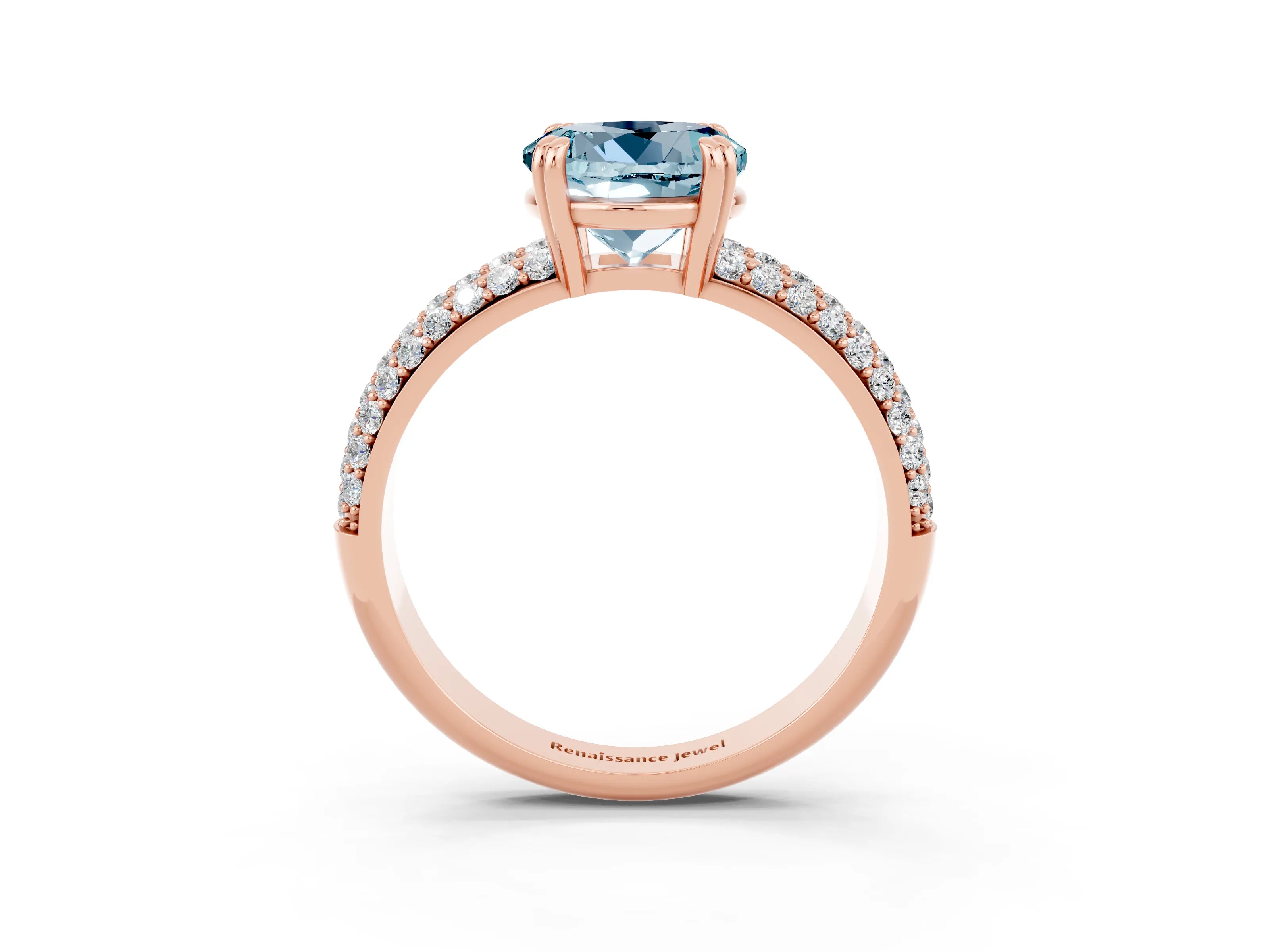 Rose gold Round Cut Cut Diamond Milgrain Marquise Band with Prong Setting_3