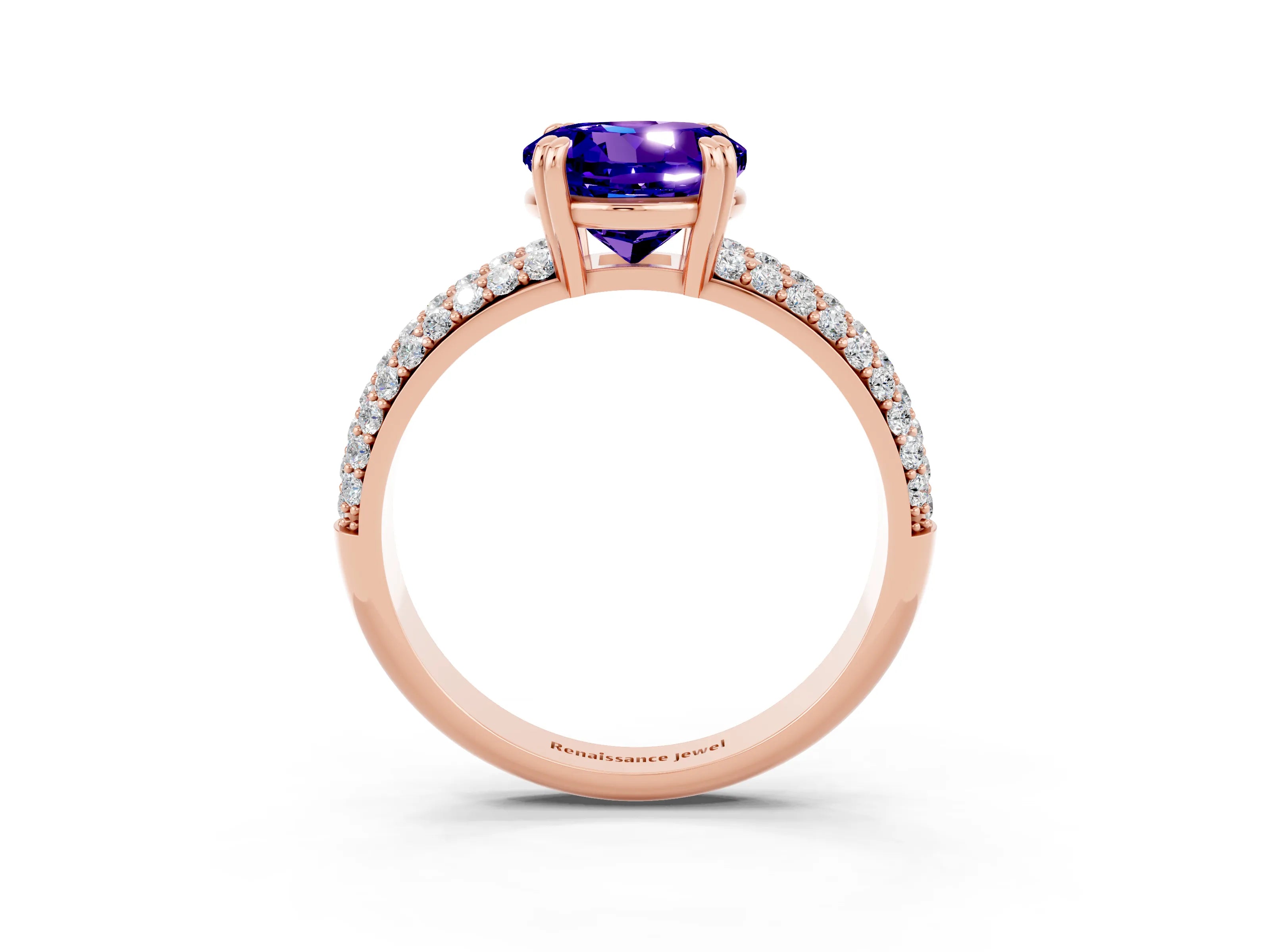 Rose gold Round Cut Cut Diamond Milgrain Marquise Band with Prong Setting_3