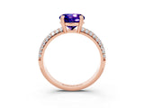 Rose gold Round Cut Cut Diamond Milgrain Marquise Band with Prong Setting_3