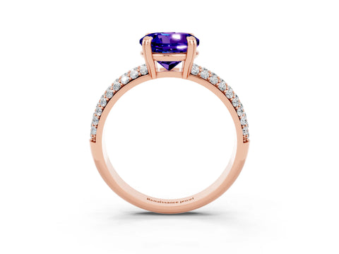 Rose gold Round Cut Cut Diamond Milgrain Marquise Band with Prong Setting_3