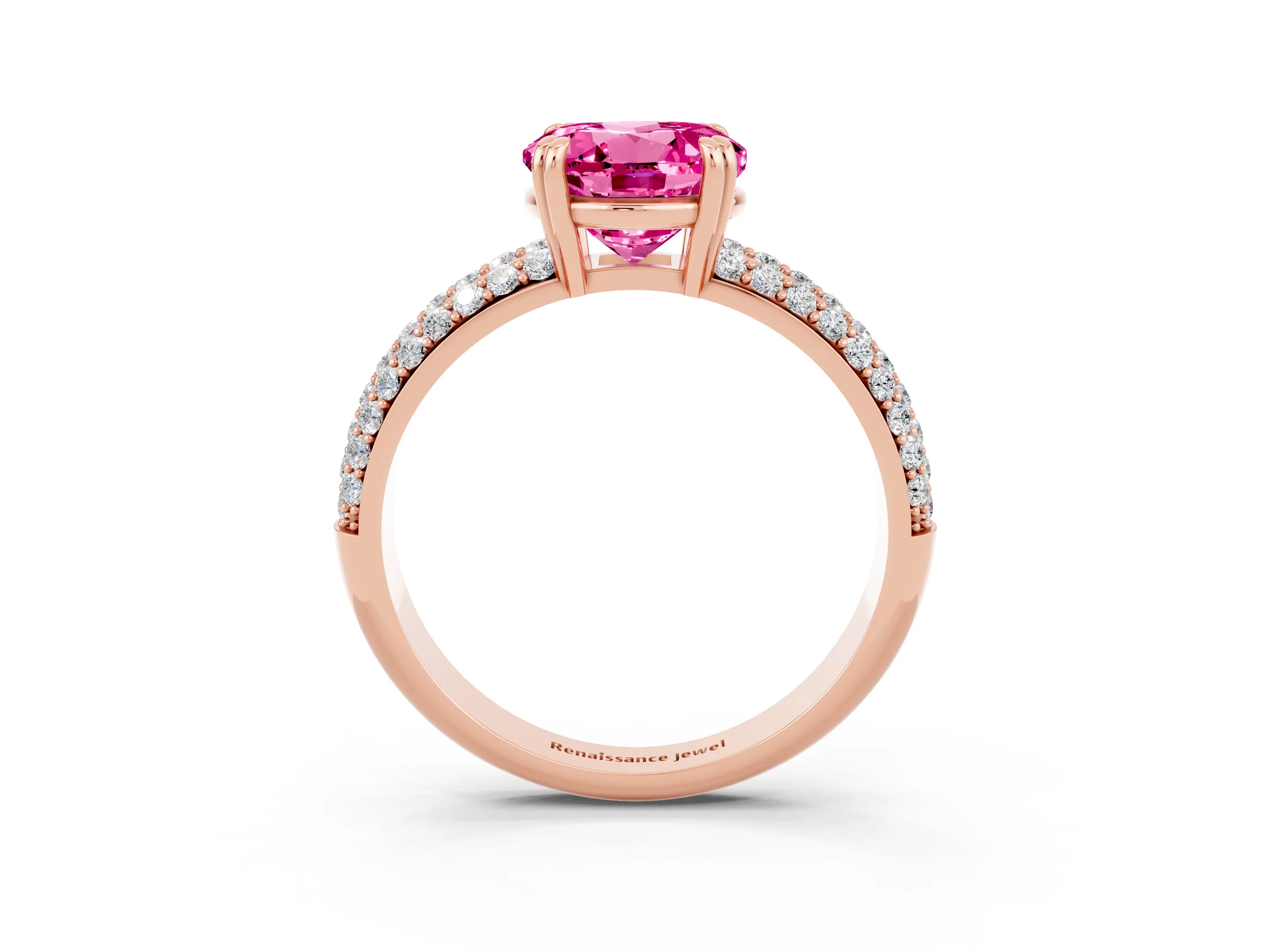 Rose gold Round Cut Cut Diamond Milgrain Marquise Band with Prong Setting_3