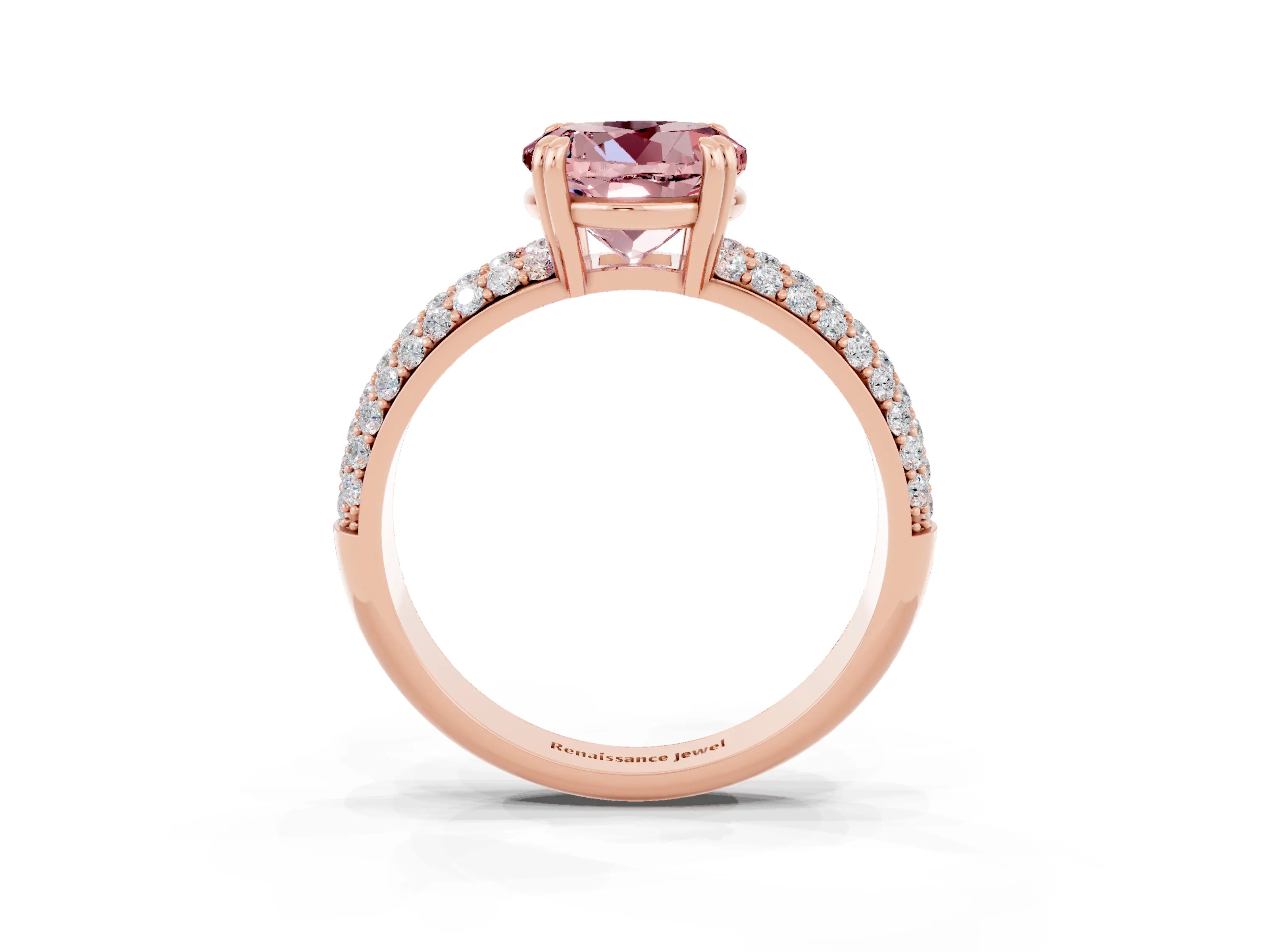 Rose gold Round Cut Cut Diamond Milgrain Marquise Band with Prong Setting_3