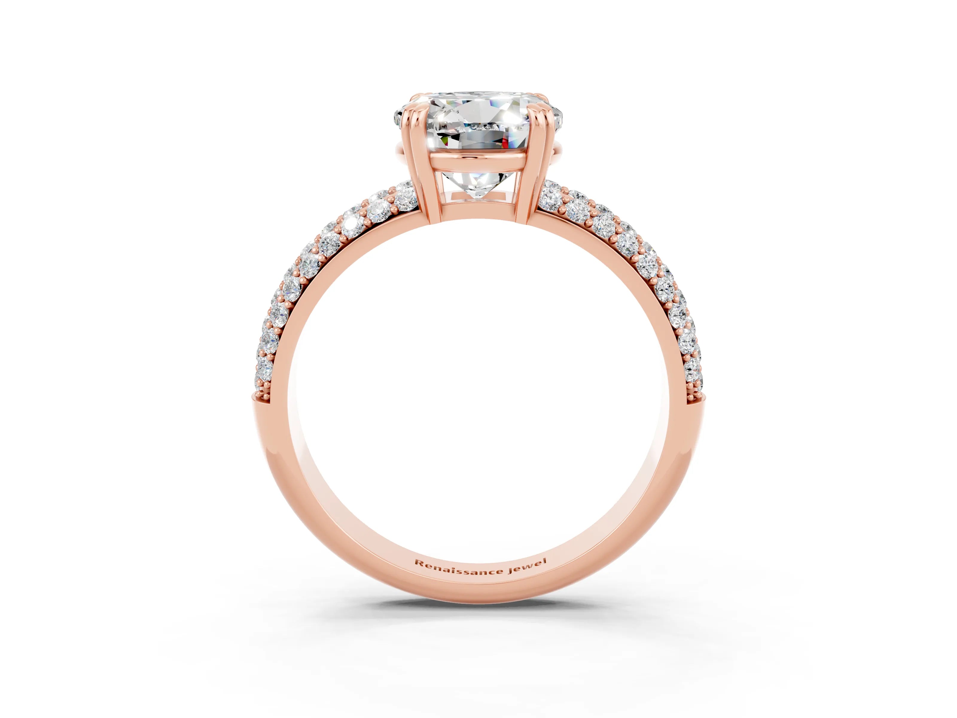 Rose gold Round Cut Cut Diamond Milgrain Marquise Band with Prong Setting_3