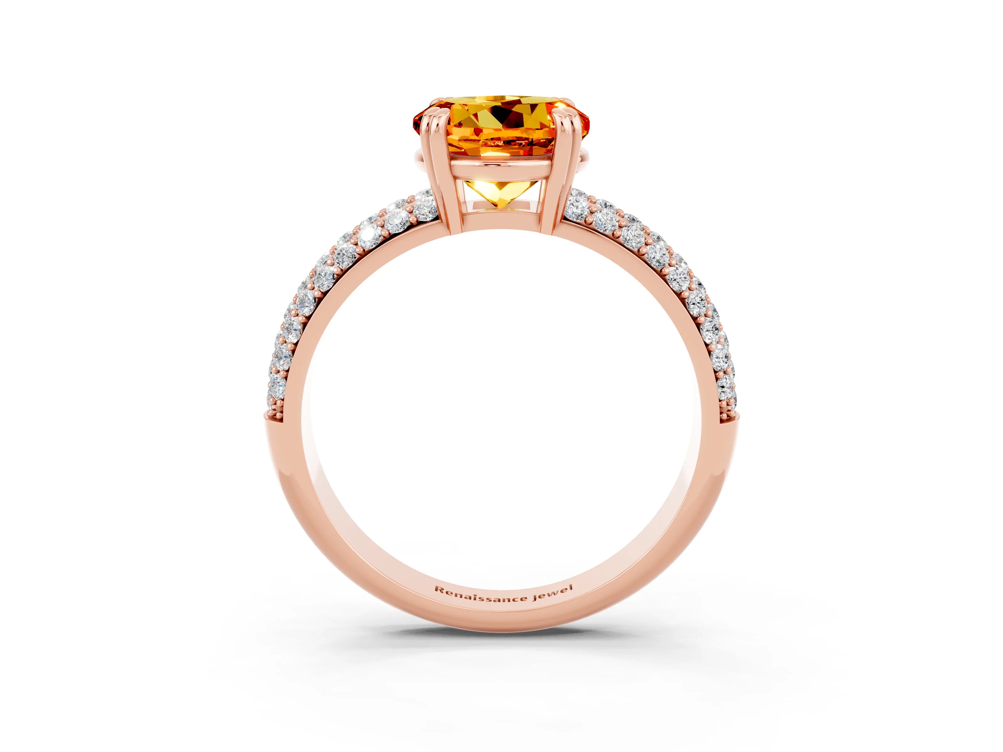 Rose gold Round Cut Cut Diamond Milgrain Marquise Band with Prong Setting_3