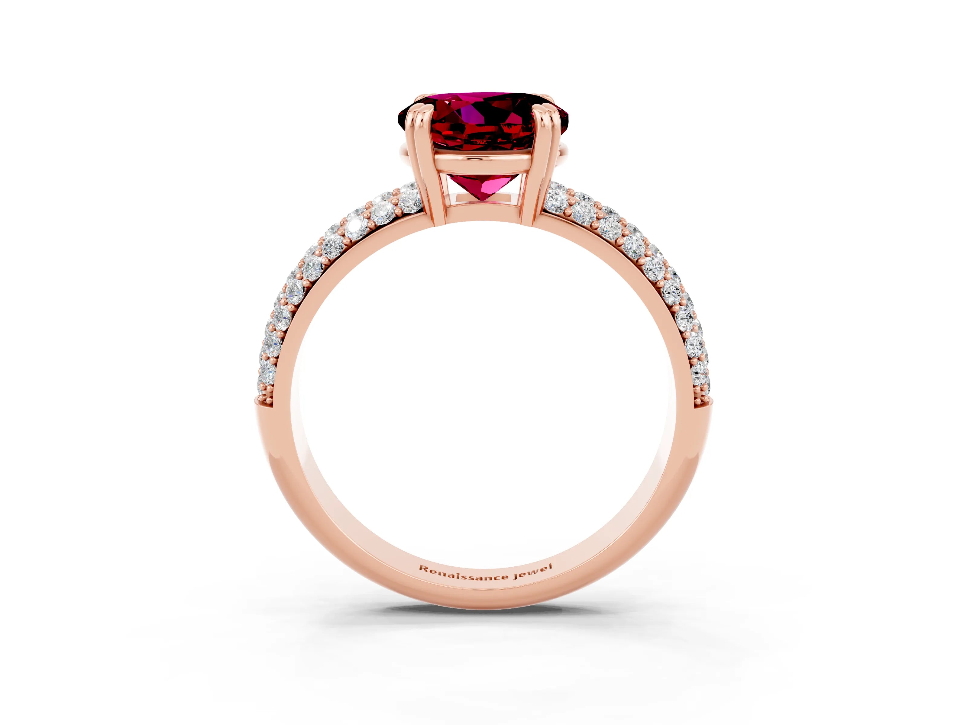 Rose gold Round Cut Cut Diamond Milgrain Marquise Band with Prong Setting_3
