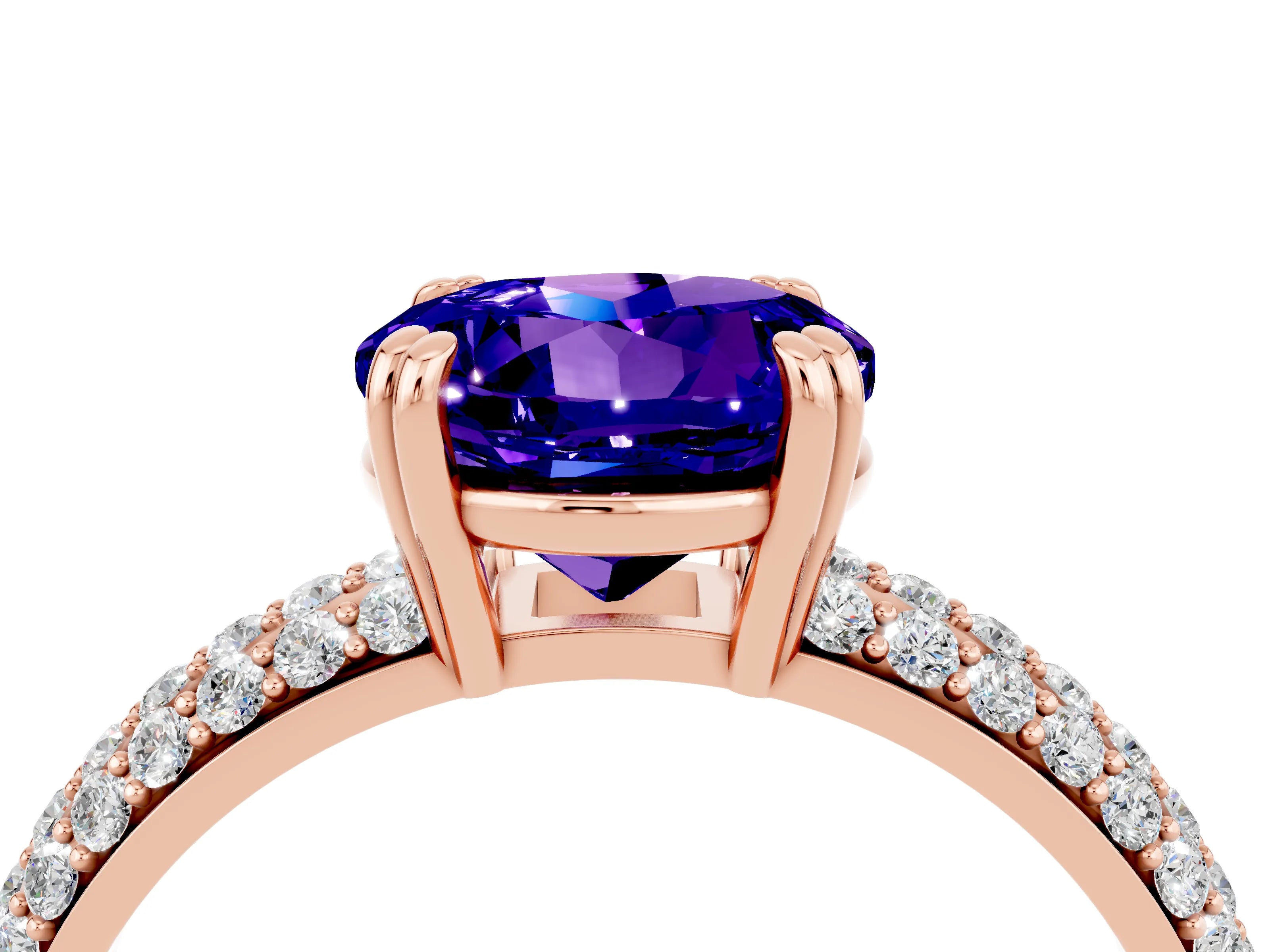 Rose gold Round Cut Cut Diamond Milgrain Marquise Band with Prong Setting_4