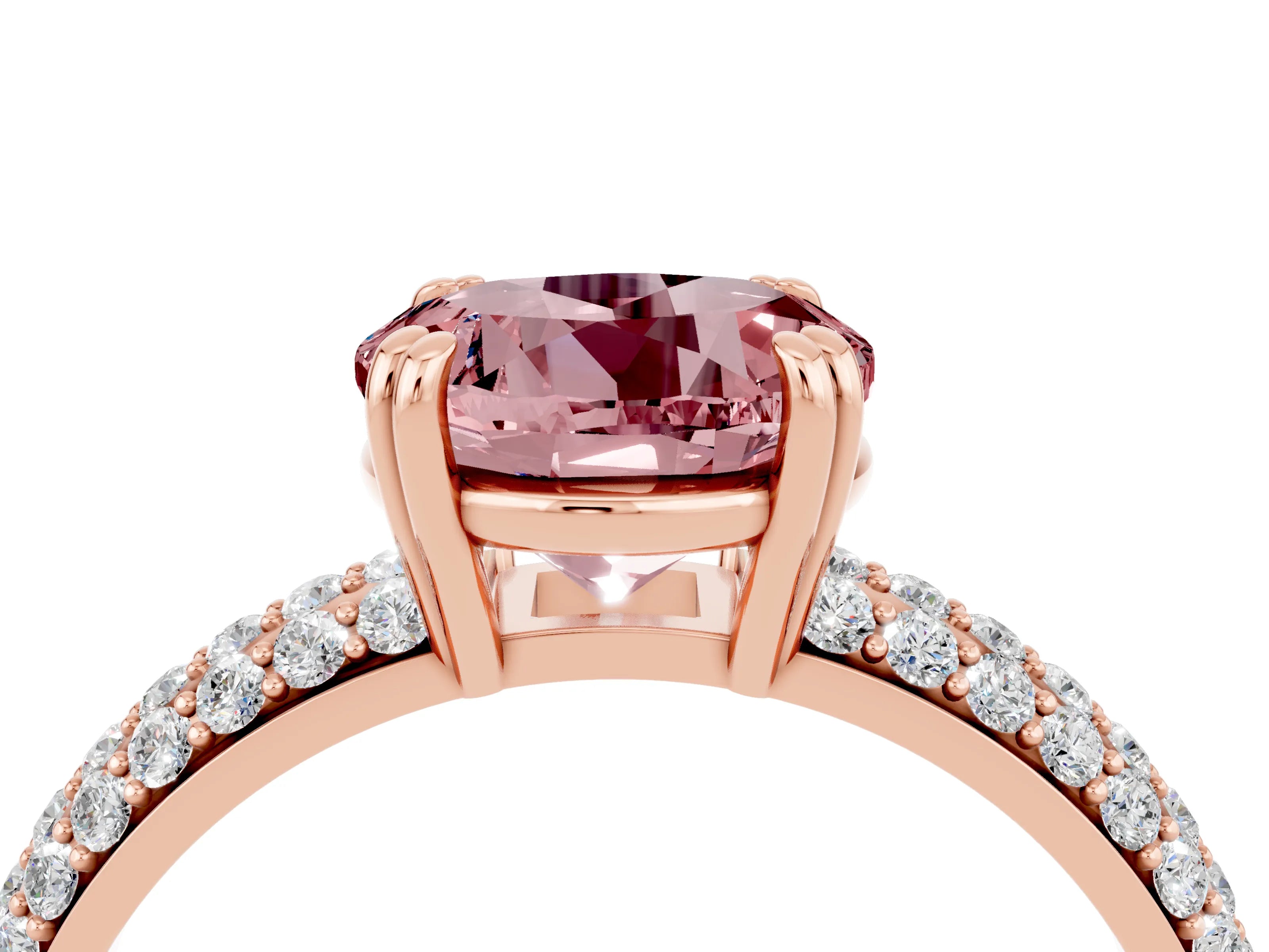 Rose gold Round Cut Cut Diamond Milgrain Marquise Band with Prong Setting_4