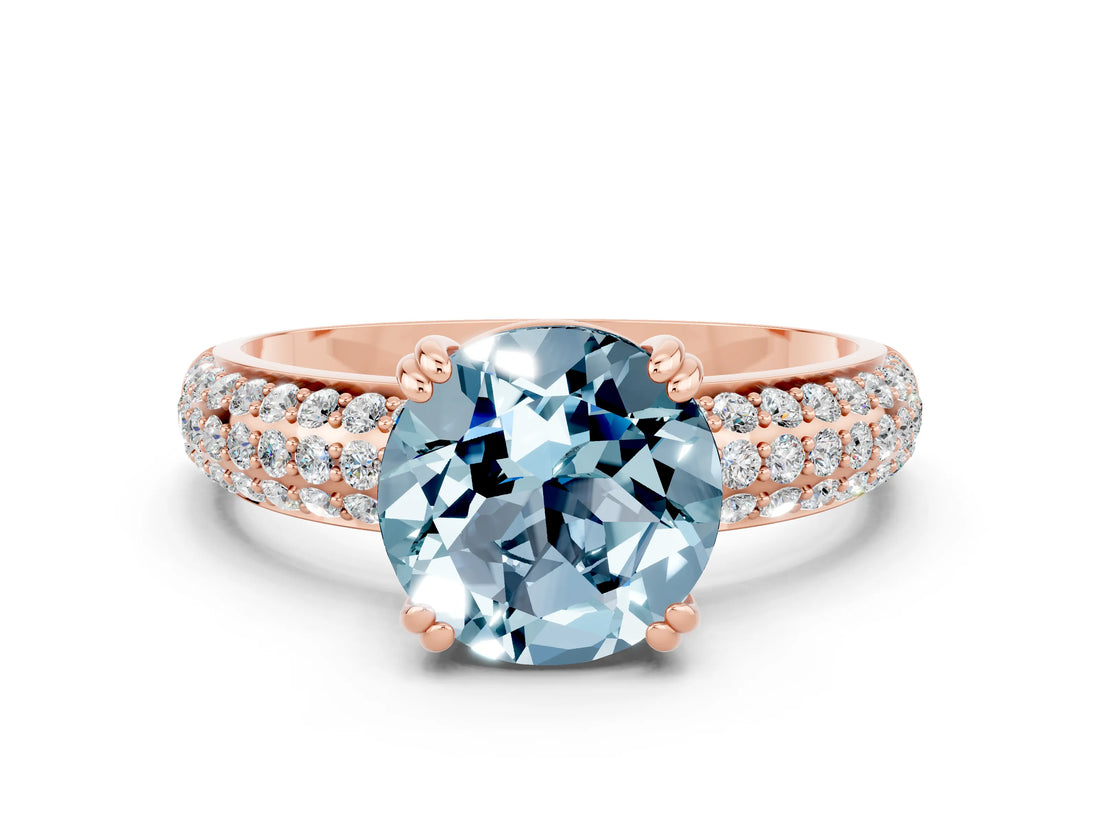 Rose gold Round Cut Cut Diamond Milgrain Marquise Band with Prong Setting