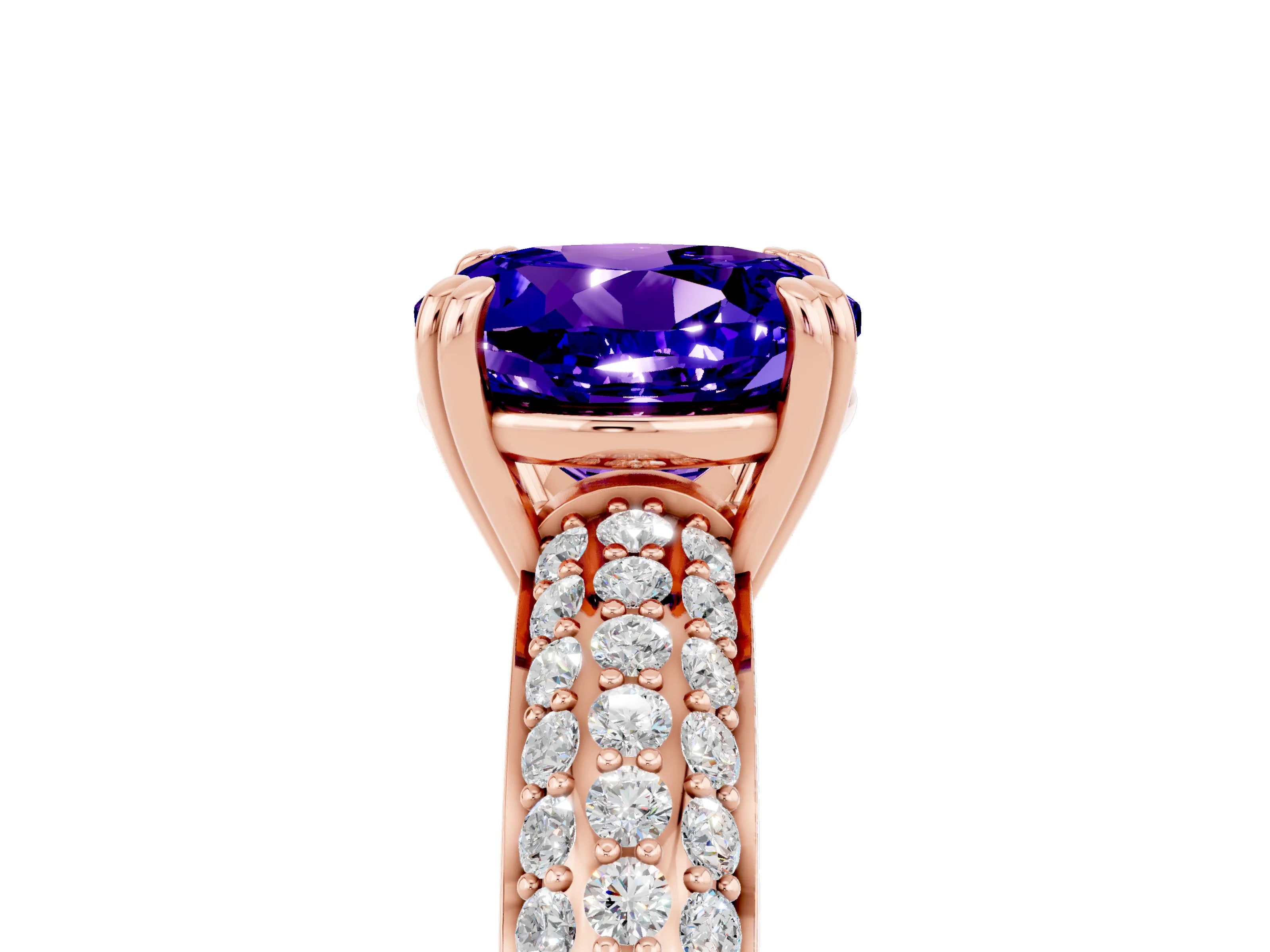 Rose gold Round Cut Cut Diamond Milgrain Marquise Band with Prong Setting_5