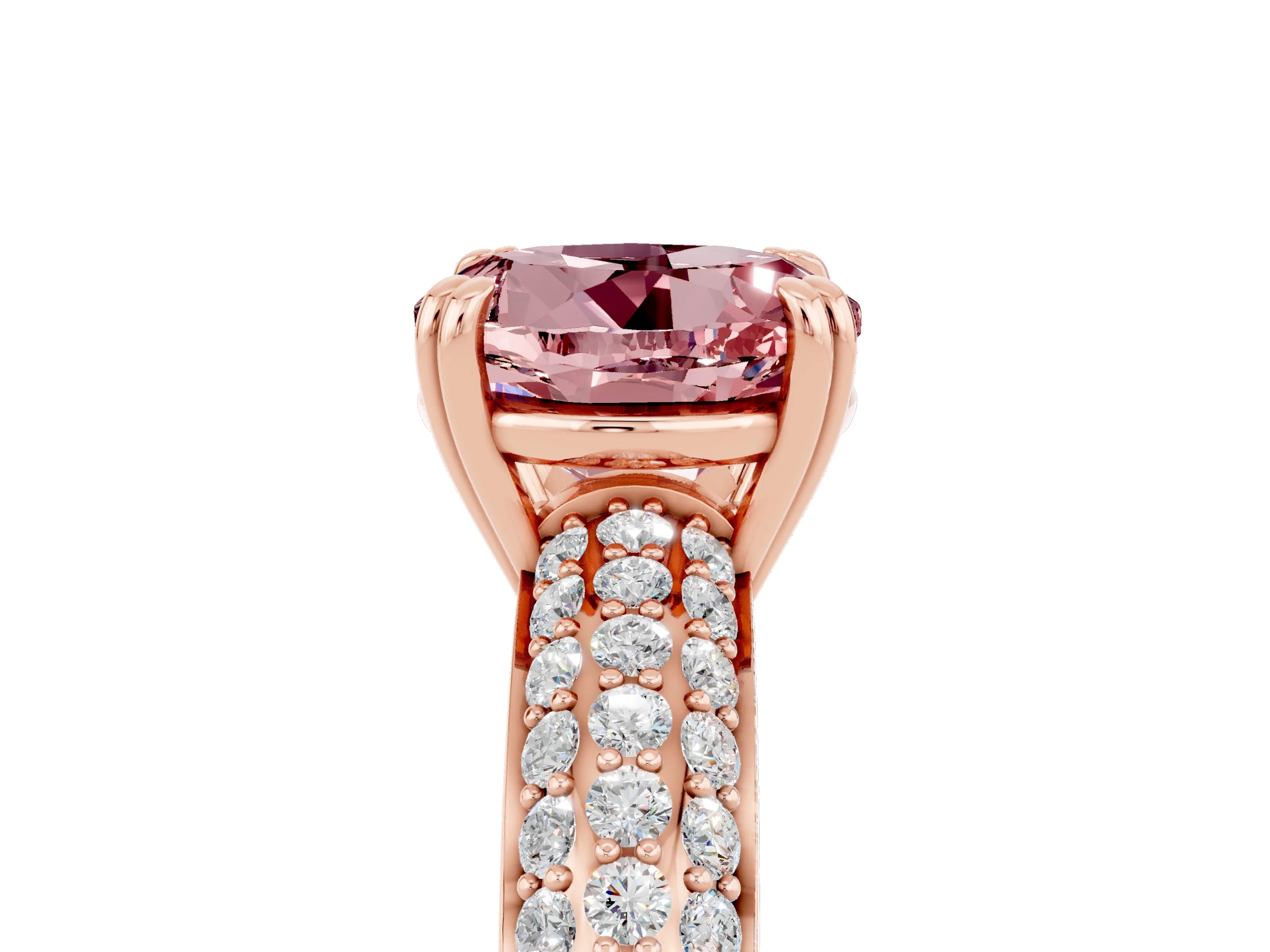 Rose gold Round Cut Cut Diamond Milgrain Marquise Band with Prong Setting_5