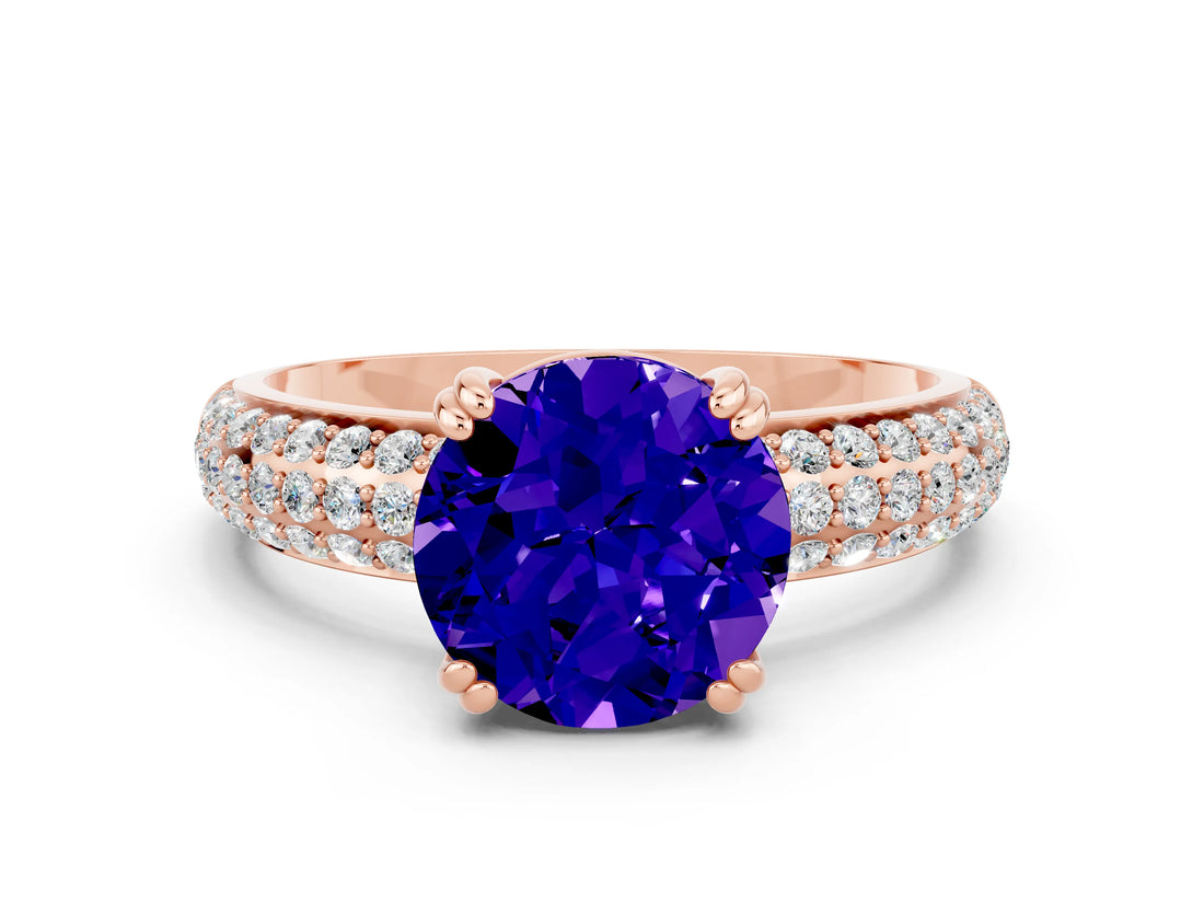Rose gold Round Cut Cut Diamond Milgrain Marquise Band with Prong Setting