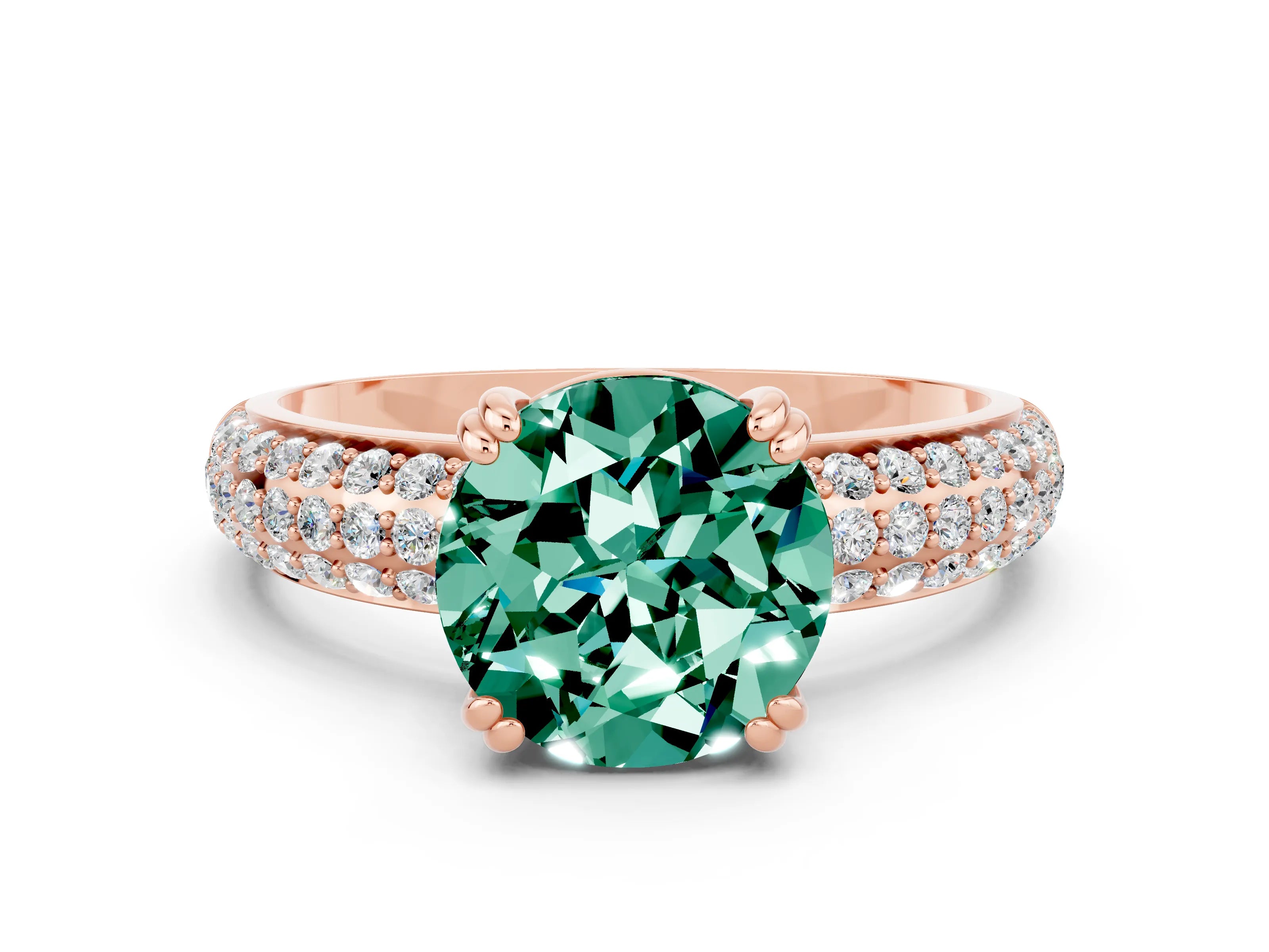 Rose gold Round Cut Cut Diamond Milgrain Marquise Band with Prong Setting