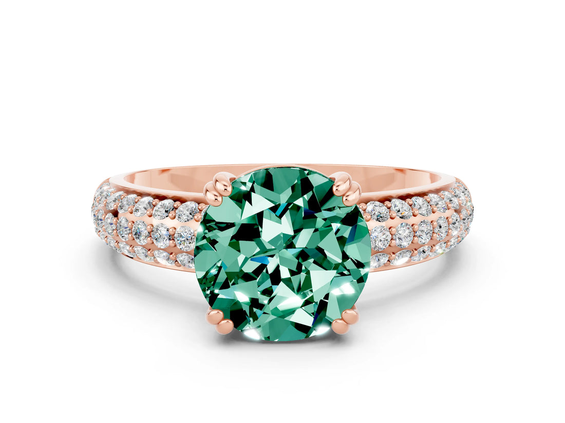 Rose gold Round Cut Cut Diamond Milgrain Marquise Band with Prong Setting