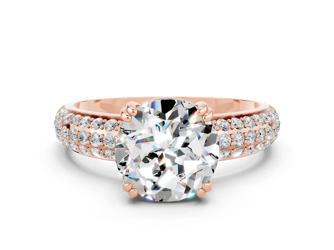 Rose gold Round Cut Cut Diamond Milgrain Marquise Band with Prong Setting