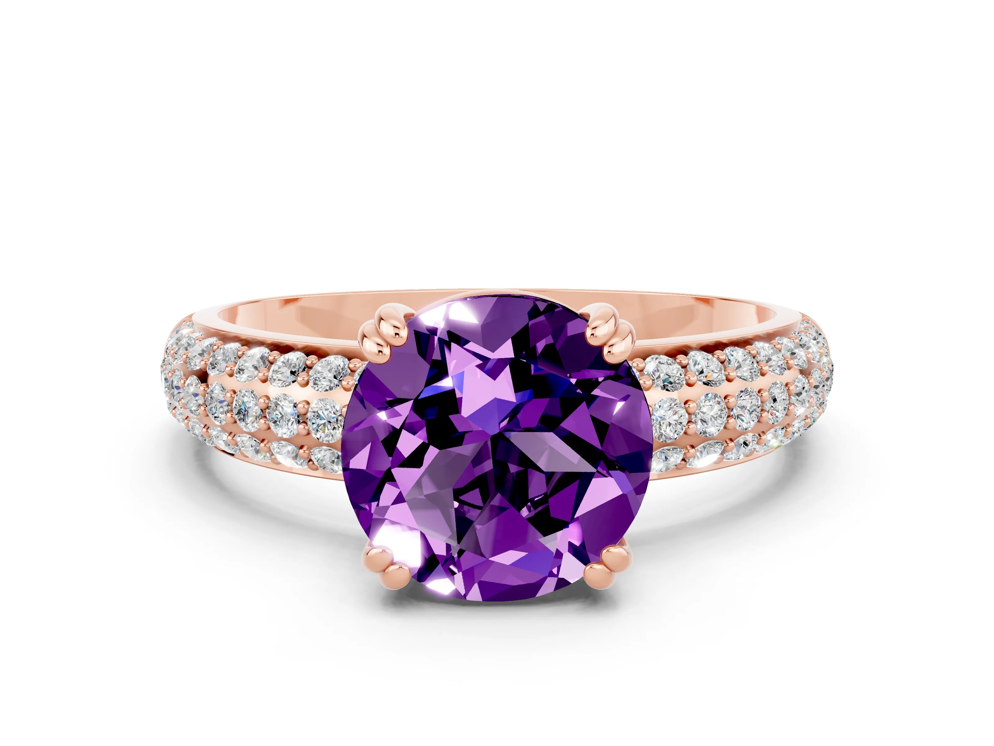 Rose gold Round Cut Cut Diamond Milgrain Marquise Band with Prong Setting