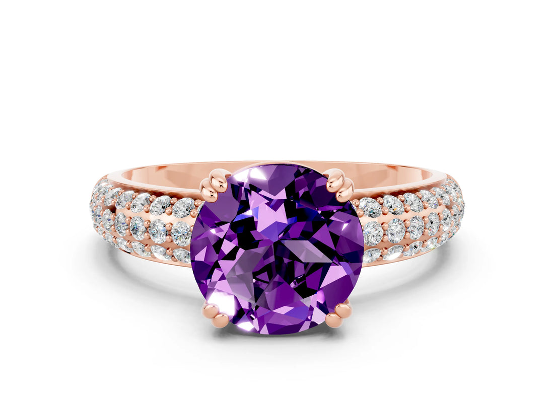 Rose gold Round Cut Cut Diamond Milgrain Marquise Band with Prong Setting