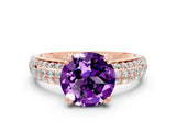 Rose gold Round Cut Cut Diamond Milgrain Marquise Band with Prong Setting