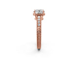 Rose gold Round Cut Cut Diamond Milgrain Pave Band Four-Prong Setting Ring_5