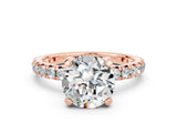 Rose gold Round Cut Cut Diamond Pavé Band with Four-Prong Setting