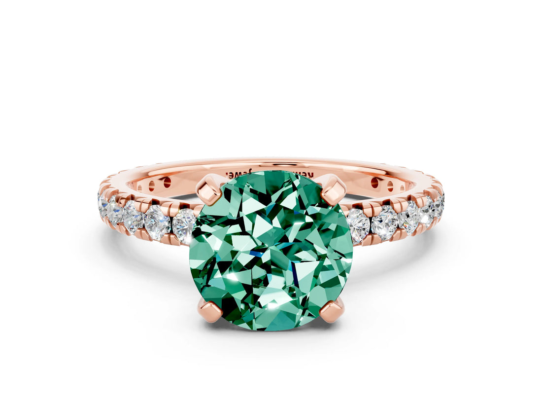 Rose gold Round Cut Cut Diamond Pavé Band with Four-Prong Setting