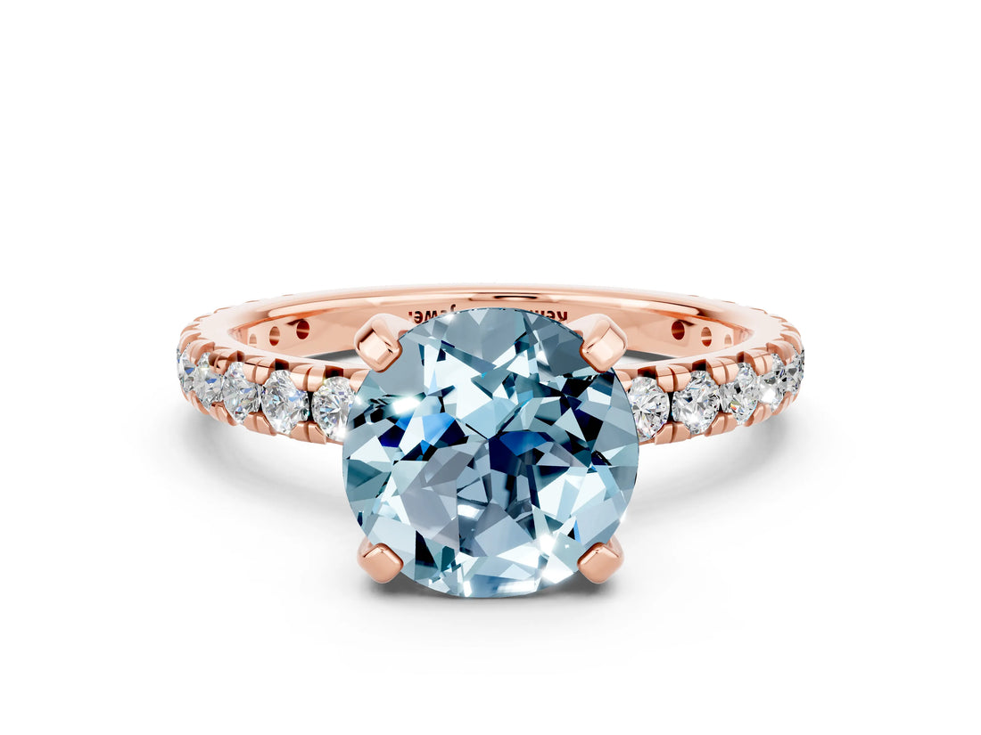 Rose gold Round Cut Cut Diamond Pavé Band with Four-Prong Setting