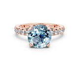 Rose gold Round Cut Cut Diamond Pavé Band with Four-Prong Setting