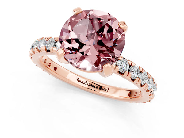 Rose gold Round Cut Cut Diamond Pavé Band with Four-Prong Setting