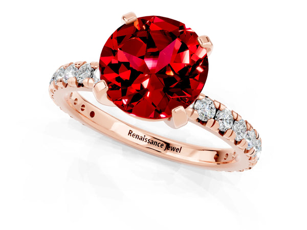 Rose gold Round Cut Cut Diamond Pavé Band with Four-Prong Setting
