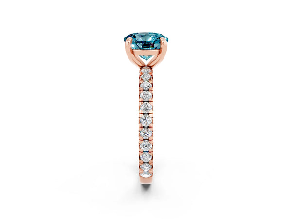 Rose gold Round Cut Cut Diamond Pavé Band with Four-Prong Setting