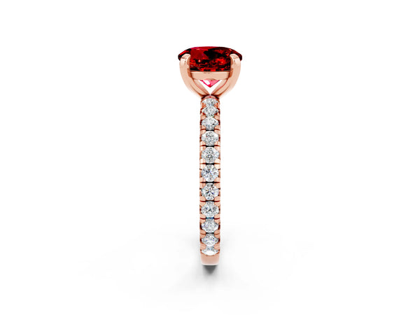 Rose gold Round Cut Cut Diamond Pavé Band with Four-Prong Setting
