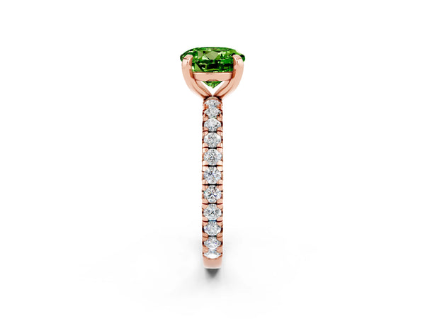 Rose gold Round Cut Cut Diamond Pavé Band with Four-Prong Setting